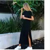 Vestido de base largo de estilo europeo y americano para primavera y verano, vestido suelto de manga corta, talla grande, deseo