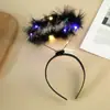 Nova Faixa de Cabelo com Halo de Anjo de Pena Preto e Branco Duas Cores Atmosfera de Festa Foto Vendendo Adorável Acessório de Cabeça Estilo Fofo Faixa de Cabelo