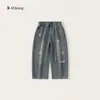 Pantalones para niños Bangxuan jeans retro para niñas 2026 primavera y otoño versión coreana estampado de estrellas pantalones largos para niños modernos