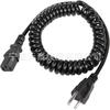 Cable de resorte de alimentación de 3 horquillas de 4,9 pies, 5-15P a 90 grados, cable de alimentación de repuesto IEC 320 C13 en espiral