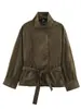 Fábrica de origem de roupas femininas transfronteiriças AliExpress venda quente moda gola alta manga longa com cinto textura de camurça jaqueta casaco