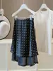 Moderna Falda de Satén de Acetato Sedoso con Lunares para Mujer, Nuevo Estilo de Verano, Cintura Alta, Línea A Adelgazante, Ajustada a la Cadera, de Longitud Media