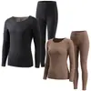 Conjunto de Ropa Interior Térmica Cálida de Cachemira y Seda para Hombre y Mujer Otoño Invierno con Felpa Gruesa Capa Base Cepillada Top de Otoño Pantalones de Otoño