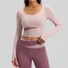 Juyitang Ropa Exterior de Bloques de Color Primavera y Otoño Ajustada de Fitness Ropa de Yoga Durazno Top Deportivo Manga Larga
