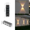 Luz solar para jardim externo, luz de arruela de parede externa à prova d'água, holofote de paisagismo para parede externa de villa, luz de parede decorativa de ambiente