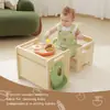 Novo Conjunto de Mesa e Cadeira de Desmame Montessori para Crianças Móveis Infantis Escadinha Ajustável para Crianças Pequenas Mesa de Jantar de Madeira para Bebês