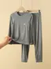 Pijama Infantil de Modal Primavera e Outono Conjunto de Roupa Íntima Fina para Meninos Mais Velhos Roupa de Casa Conjunto de Roupa Íntima Térmica para Meninos