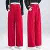 Pantalones Casuales Sueltos de Pierna Ancha para Mujer, Nuevo Estilo Primavera/Otoño 2026, Cintura Alta, Cintura Elástica Trasera, Adelgazantes, Corte Holgado