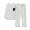 Algodón PuroPijama de Manga Larga para Hombre Primavera y Otoño Holgado Talla Grande Casual Se Puede Usar Fuera de Casa Ropa para el Hogar Conjunto 100% Algodón