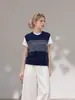 Suéter de Punto Rayado para Mujer, Nuevo Diseño sin Mangas de Cuello Redondo, Top Casual Minimalista Único