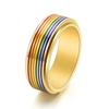 Joyería europea y americana nueva joyería personalizada de acero inoxidable anillos giratorios de seis colores para hombres y mujeres anillo viento ins en stock