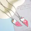 Joias Estilo Europeu e Americano Pingente Quadrado em Formato de Coração para Melhores Amigas, Pingente de Amizade, Colar em Formato de Coração