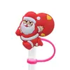 Tampa de palito de Natal personalizada transfronteiriça, capa de palito removível de silicone macio de desenho animado, plugue à prova de poeira, tampa de palito de silicone