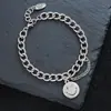Pulsera Redonda Simple con Cara Sonriente Europea y Americana para Mujer Tendencia Ins Nicho Estilo Fresco Elegante Joyería de Cadena Cubana