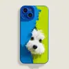 Perro de Peluche Pintura al Óleo Adecuado para Funda de Teléfono Móvil Apple 17 Iphone16 Nuevo Pro Lindo 15 Dibujos Animados Max Mujer 14