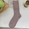 Meias de lã Maillard de cano médio para outono e inverno, meias femininas quentes de cor sólida e estilo preppy, com agulha dupla