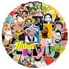 53 Adesivos de Grafite de Cantores Não Repetitivos, Adesivos Impermeáveis para Computador Geladeira Copo de Água, Adesivos de Papelaria Criativos Atacado
