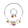 Colar infantil Cauda de sereia Meninas Colar de pérolas Pulseira Anel Brincos Conjunto Meninas Acessórios para Bebês