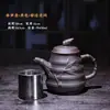 Tetera Original de Arcilla Púrpura con Filtro de Acero Inoxidable, Gran Capacidad para Uso Doméstico, Tetera Flor de Té Kung Fu Bambú de Primavera, Tetera Tallada