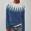 Nuevo suéter de punto para mujer estilo europeo y americano de Amazon, artículo popular de Wish, suéter de punto holgado de moda con bloques de color y cuello redondo