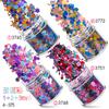 Set de lentejuelas de uñas de color navideño 12 colores mixtos accesorios para uñas lentejuelas flash polvo láser degradado