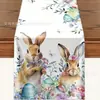 Camino de mesa de Pascua de venta caliente transfronterizo con elementos de dibujos animados de animales de moda para decoración de restaurantes y ambientación, Camino de mesa al por mayor