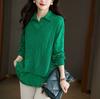 Camisa Falsa de Duas Peças Feminina Primavera e Outono Novo High-end Sense Solto Casual Bonito Estilo Ocidental Camisa Pequena Camisola de Manga Comprida Top