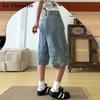 Pantalones de Pierna Ancha de Mezclilla Azul Retro Vintage Americano para Mujer, Nuevo Diseño de Verano 2024 con Diseño Inverso Único