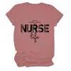Amazon Sitio Independiente Vida de Enfermera Letras Nueva Cuello Redondo Holgada Manga Corta Ebay Camiseta Casual para Mujer Venta al por Mayor