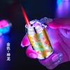 XC828-1 nuevo mini encendedor de lata de refresco con luces intermitentes, encendedor de plástico a prueba de viento para cigarrillos, juego para fumar al por mayor