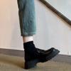 Couro legítimo estilo retrô mocassins de salto grosso preto sapatos de camada única femininos primavera e outono 2024 novo estilo sapatos plataforma slip-on