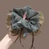 Elástico de Cabelo de Renda Estilo Coreano para Rabo de Cavalo, Scrunchie Grande, Elástico para Coque, Acessório de Cabelo de Luxo para Meninas
