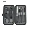 Atacado Transfronteiriço Conjunto Preto de 7 Peças para Aparar Unhas Kit Portátil de Aparador de Unhas Conjunto de Ferramentas de Manicure com Publicidade Impressa