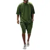 2025 Popular de Exportação Versão Grande Traje Esportivo Casual Solto Camiseta de Manga Curta Shorts Tendência Europeia e Americana Roupas Masculinas