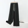 Pantalones Anchos de Rayas Blancas y Negras Engrosados para Otoño e Invierno, Pantalones de Casa para Mujer, Ropa de Abrigo, Pantalones Casuales Cálidos, Pantalones Largos