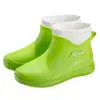 Botas de Lluvia de Moda Transfronterizas de Caña Corta para Mujer, Zapatos Impermeables de Caña Baja, Zapatos de Goma de Caña Baja para Cocina, Botas de Agua para Lavado de Autos, Botas de Lluvia con Forro de Algodón