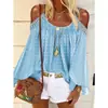 Fc658 En Stock Comercio Exterior Transfronterizo Ropa de Mujer, Fresco Estilo Bohemio Hueco en el Hombro Camiseta de Manga Larga y Top de Tirantes