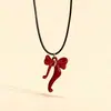 Nuevo Estilo Coreano Ins Dulce y Fresco Estilo Chica Deseo Puro Collar de Cordón de Cuero con Lazo Rojo Cadena para Clavícula Nicho de Chica Picante