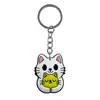 Al por mayor del fabricante colgante divertido de gato negro parche de dibujos animados de goma blanda de PVC llavero accesorio para llave de bolsa DIY