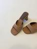 Versión de Piel de Oveja ~ Ropa de Verano Exterior de Tacón Alto Cuadrado Abierto por Delante Francesa, Simple y Conveniente, Mocasines de Tacón Grueso, Mocasines Versátiles