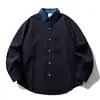 Nanxia Disfarçada como uma Marca de Moda Americana, Camisa Simples de Manga Longa com Gola Jeans, Camisa Casual Solta Retro Masculina, Jaqueta Tendência