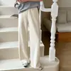 Suaves y cómodos~ Pantalones de estilo coreano, fluidos, de pierna recta para mujer, de cintura alta, con cordón, corte holgado, efecto adelgazante, casual y deportivos, adecuados para otoño e invierno