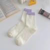 Calcetines para Mujer Verano Malla Transpirable Media Caña Calcetines de Algodón Puro Estilo Japonés Calcetines con Aberturas Delgados Color Puro Color Caramelo Medias