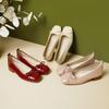 Zapatos de Ballet Zapatos de Mujer Franceses Piel Suave Estilo Chanel Punta Cuadrada Zapatos Planos Boca Baja Suela Blanda Cuatro Estaciones Lazo Nuevo Estilo
