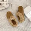 Versión en stock~Atmósfera de otoño e invierno temperamento suave zapatos peludos para mujer sin cordones lazo forro de felpa pantuflas de algodón cálidas