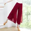 Roupas de Dança Moderna para Mulheres, Dança Clássica, Dança Chinesa, Roupas Justas ao Corpo, Calças de Gaze, Fenda, Calças Retas Fluidas, Calças Longas para Adultos