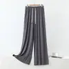 Pantalones de Algodón Finos de Talla Grande para Mujer, Primavera/Verano, Pierna Ancha, con Cordón, Cintura Elástica, Bolsillos, Pantalones para Casa, Pantalones Casuales Anti-Mosquitos para Uso al Aire Libre