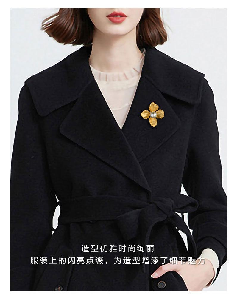 森系时尚高级感金色花朵胸针复古优雅百搭亚金胸花装饰