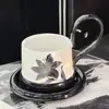 Taza de Café y Platillo de Cerámica Negra Creativa con Diseño de Tigre Francés de Alto Nivel, Taza Exquisita de Gama Alta para el Té de la Tarde