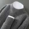 Otoño e Invierno Nueva Ropa de Punto de Lana para Hombre Cuello Alto Medio Punto Grueso de Doble Hilo Holgado Trenzado Negocios Cachemira Ropa de Punto Base
